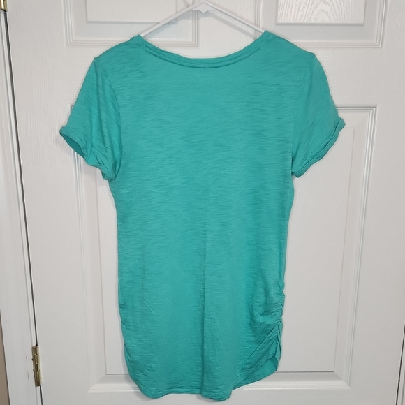 Motherhood Green Ruched T-Shirt with Short Sleeves - Picture 3 of 3